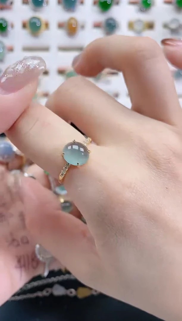 银S925镶嵌戒指翡翠天然翡翠