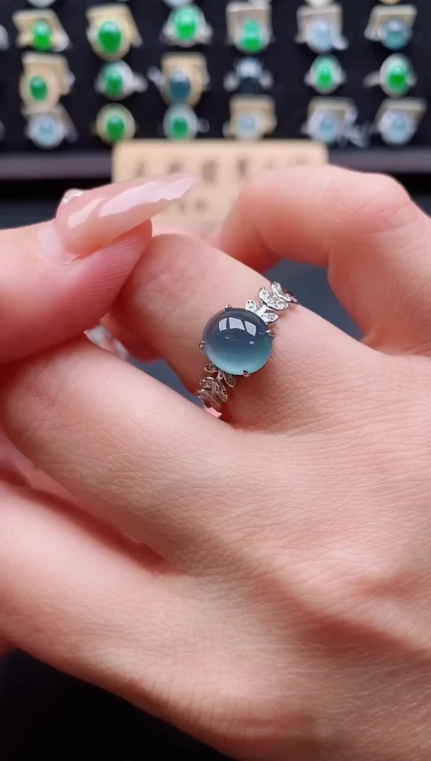 银S925镶嵌戒指翡翠1