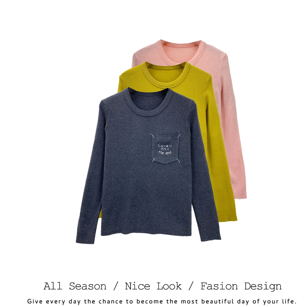 835/156/458    时尚粉黄灰百搭休闲假口袋长袖    款号#9837