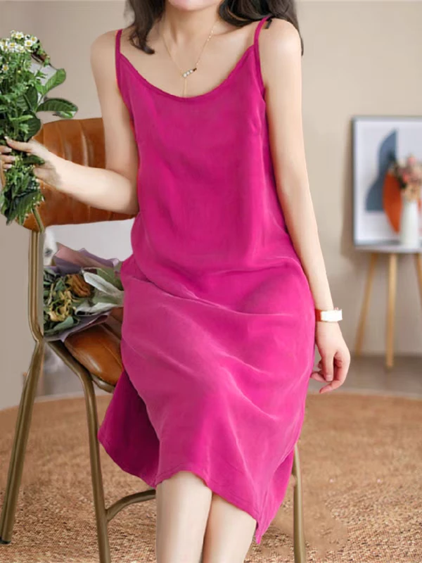 吊带连衣裙女中长款a字裙内搭外穿显瘦百搭重磅真铜氨丝宽松裙子