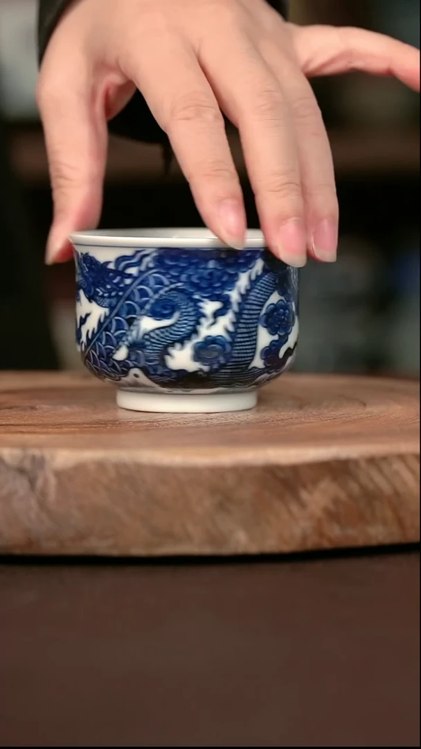 手绘 高温现代瓷 气窑  五龙的高炉杯120C