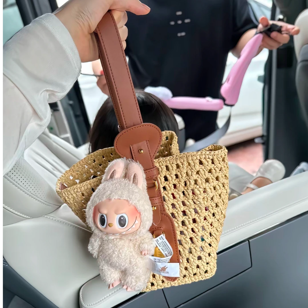 PM王囡囡 杏色编织手提包 ND1B1149