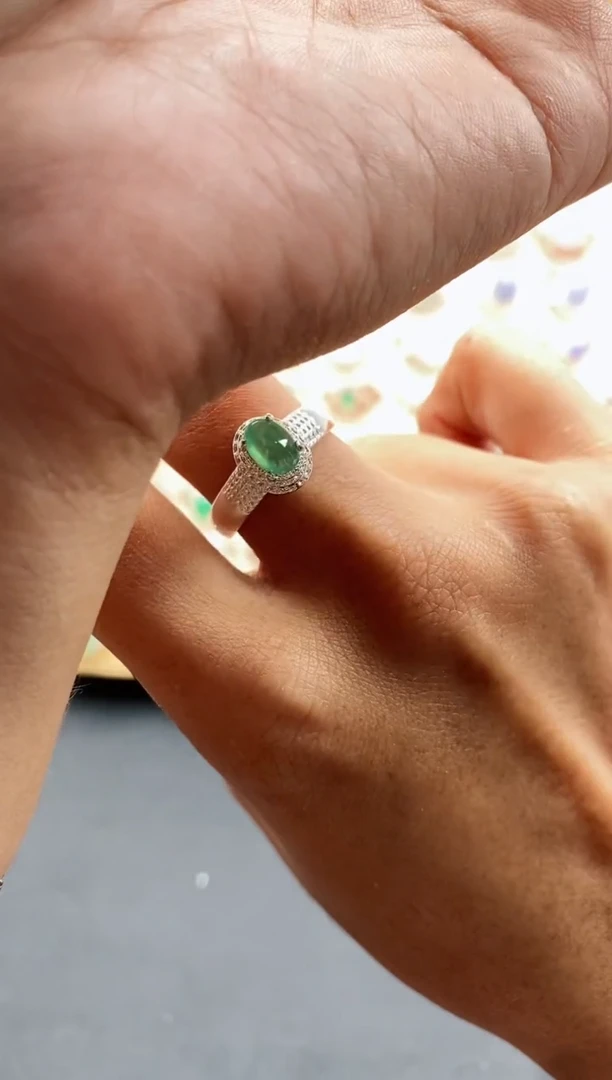 【闪购商品】翡翠戒指未镶嵌缅甸天然A货翡翠444 1+1