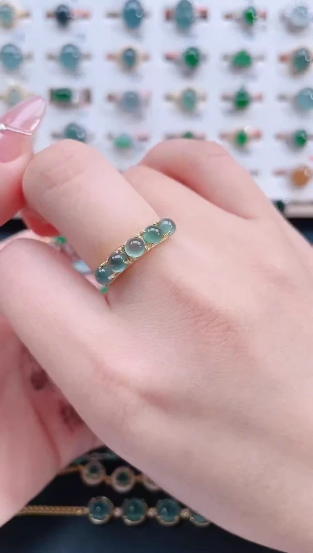 银S925镶嵌戒指翡翠天然翡翠