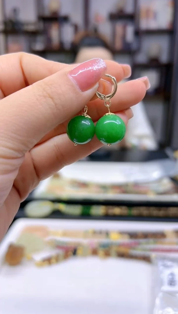 【闪购商品】翡翠耳饰14K金镶嵌耳扣E662