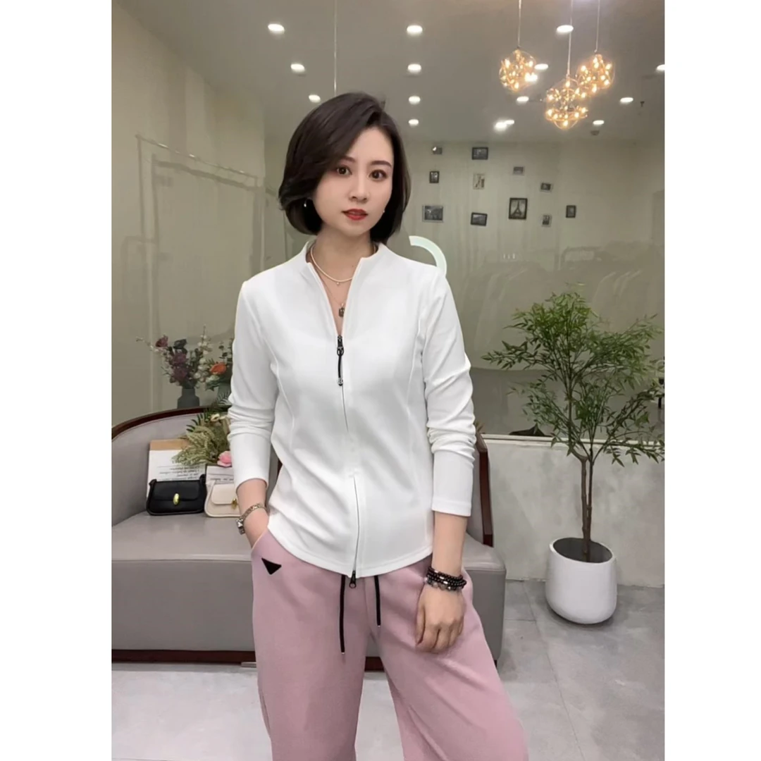 【茹茹】春款长袖拉链体恤开衫简约圆领百搭款显瘦