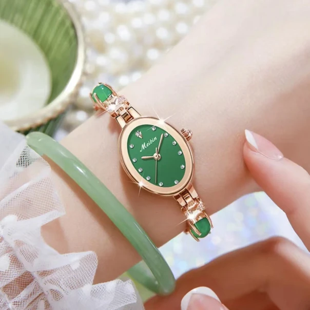 2025   爆款高端轻奢珠宝女表 防水石英腕表1761【手工镶钻玉石款】