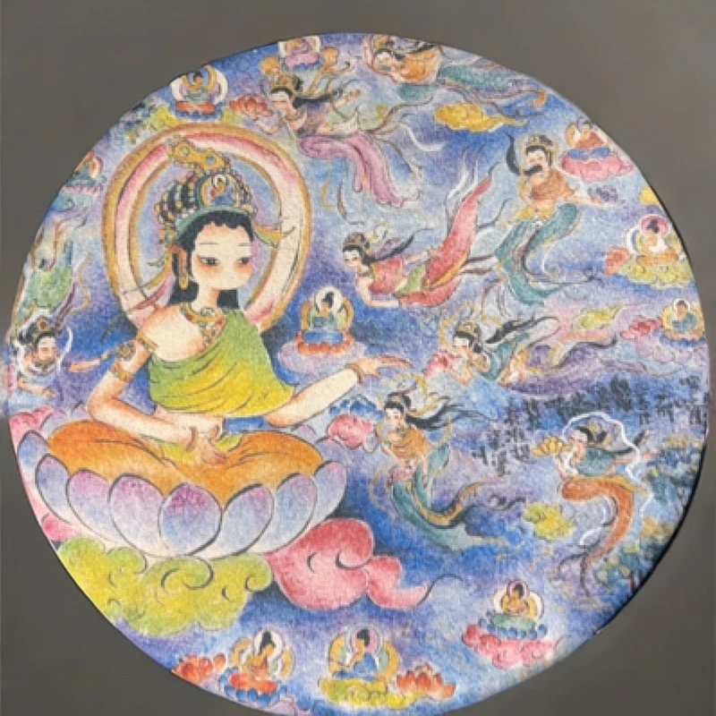 简趣尹园园圆形无相三层绢本手工茶席30✖️30