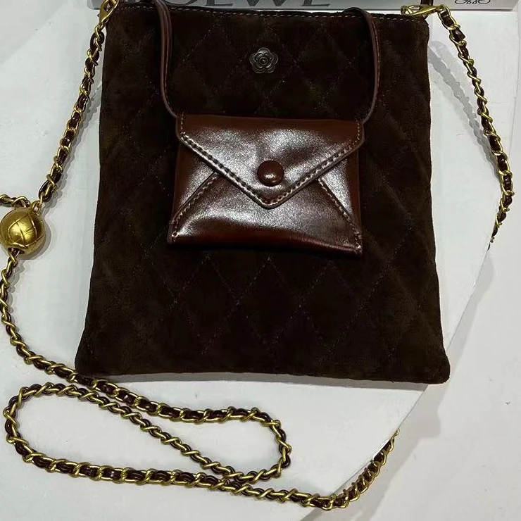 【芝麻集】ZT-D7006-浓郁咖休闲百搭女士小众简约单肩气质女包