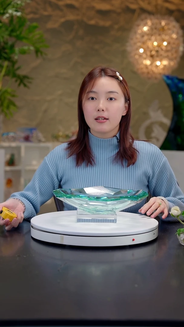 摆件湖水绿钻石切面果盘