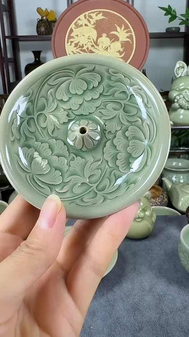 牡丹 全手工刻花香插 一个