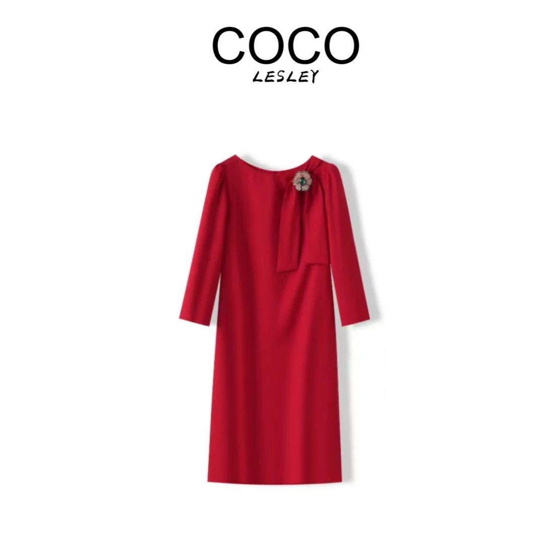 【COCO LESLEY】高端礼服红色喜妈妈连衣裙女裙8813