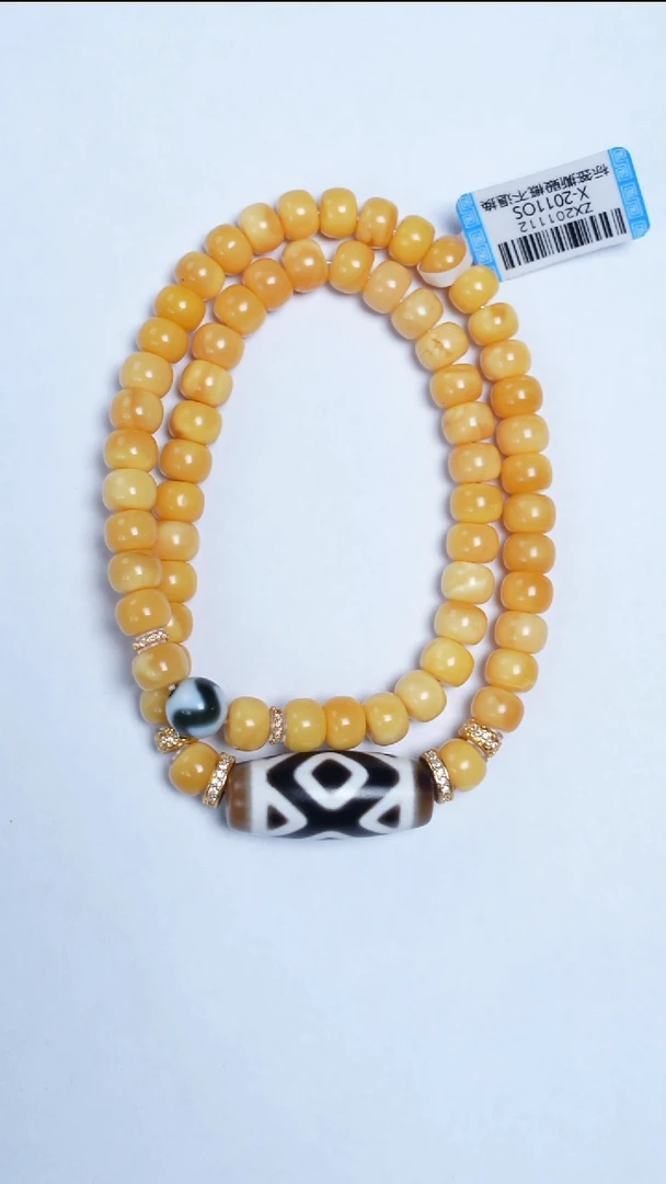 手链蜜蜡未镶嵌花蜡老型玛瑙双圈7mm