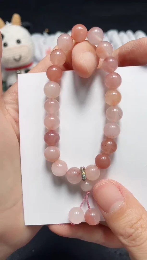 【闪购商品】石英质玉手链未镶嵌桃花卡8带吊坠