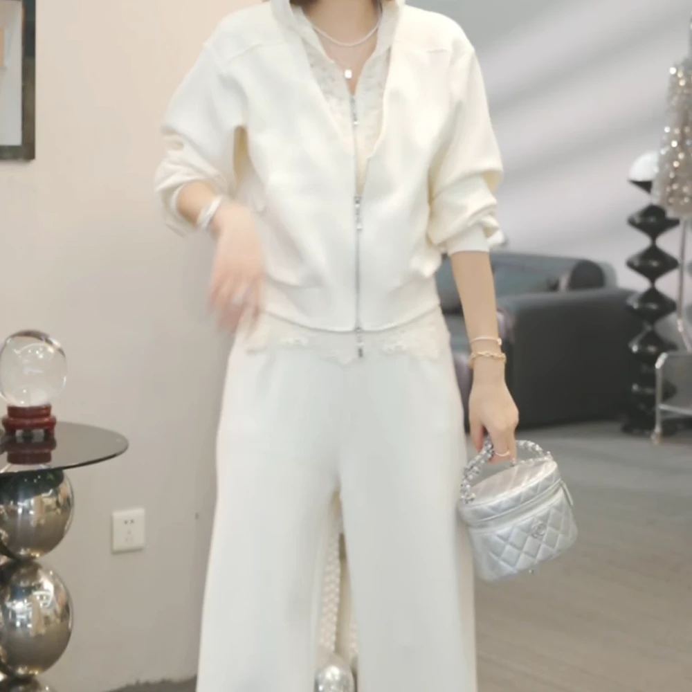 【眉开眼笑】2025春季新款韩版卫衣外套+裤子休闲设计师百搭套装