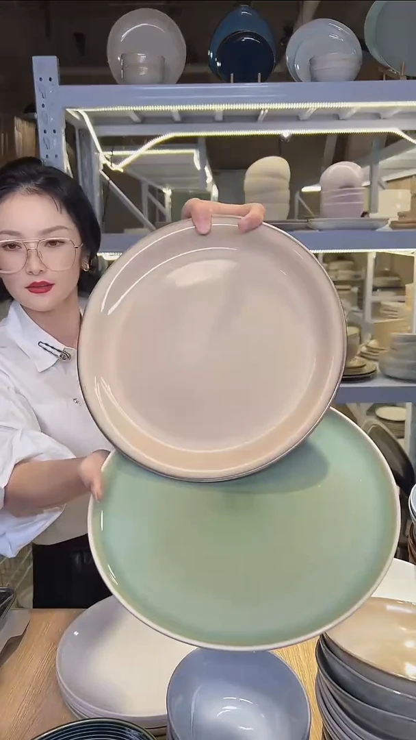瓷348外贸尾货高温釉下彩陶瓷餐具默认微瑕