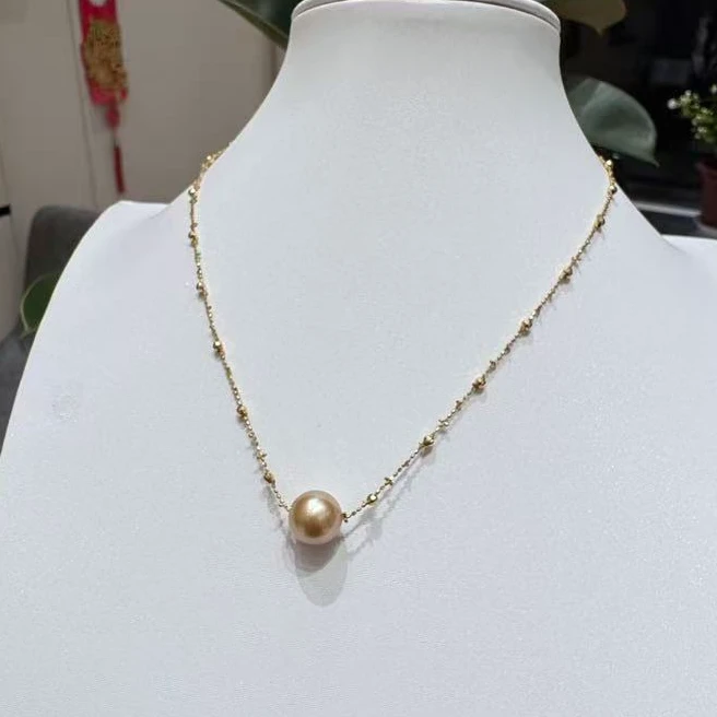 （向阳花开）天然海水南洋金珠仙女项链18k