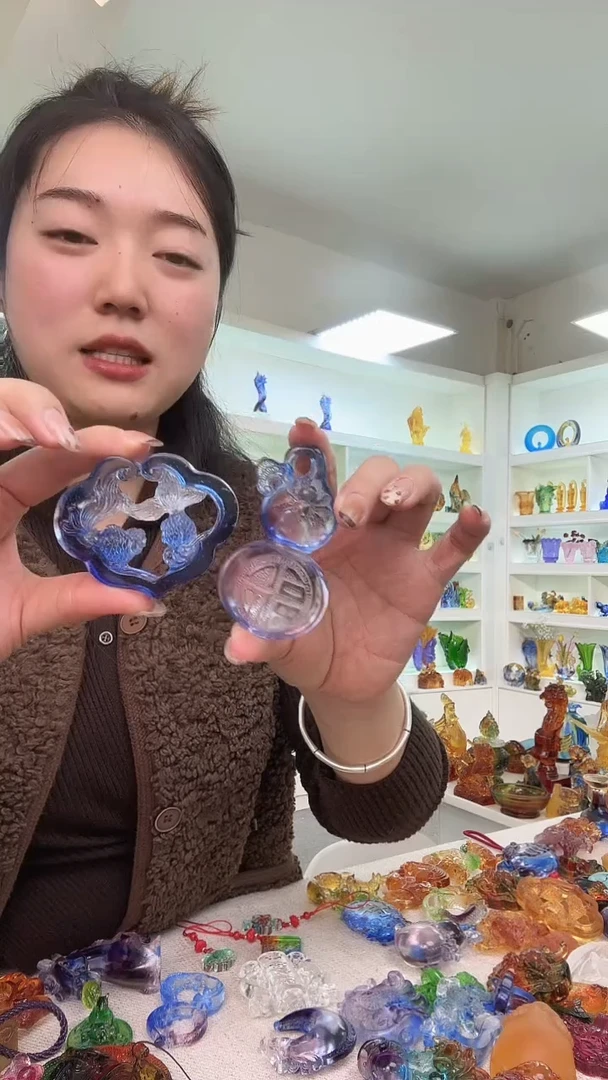 手工艺品琉璃双鱼+葫芦