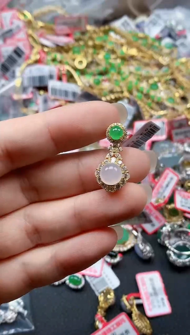 银S925镶嵌戒指翡翠天然A货缅甸翡翠