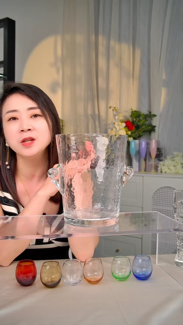 平底款水晶玻璃1只锤纹透明冰桶