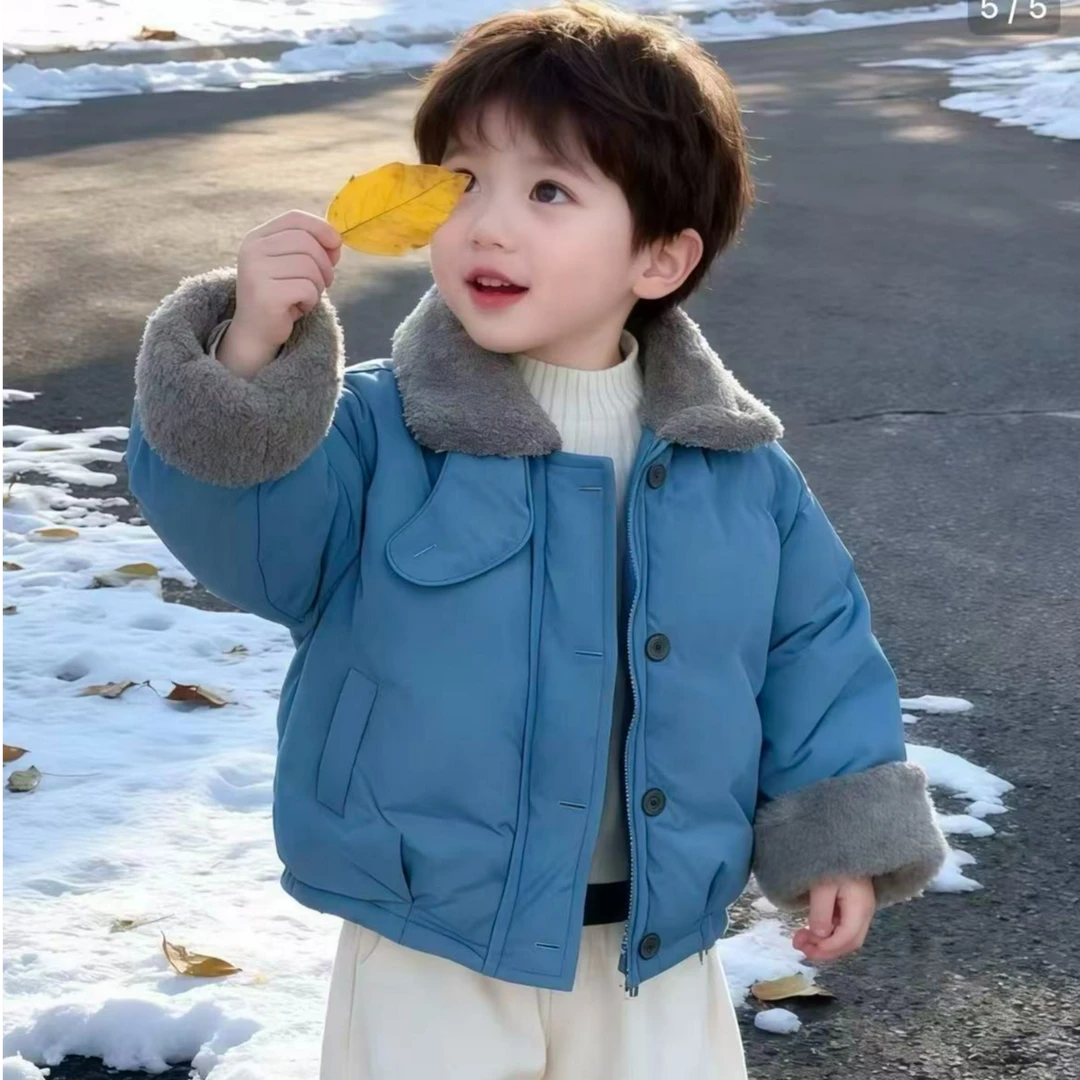 儿童韩版棉服2025冬季新款保暖宝宝加厚洋气棉衣加绒男女童外套