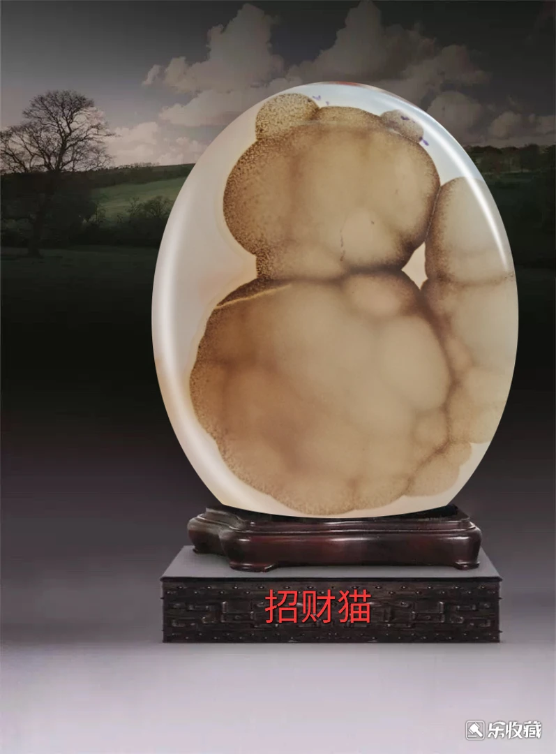 纯天然图案象形招财猫 尺寸51＊44＊6
