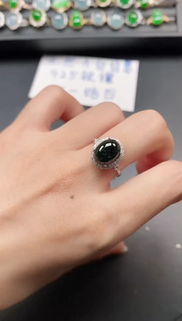 银S925镶嵌戒指翡翠11