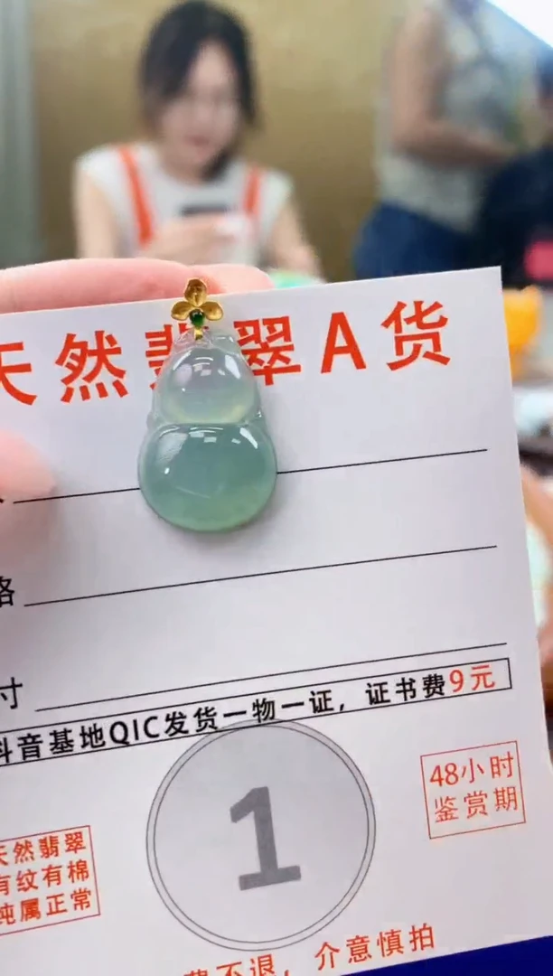颈饰18K金镶嵌翡翠天然A货翡翠挂件