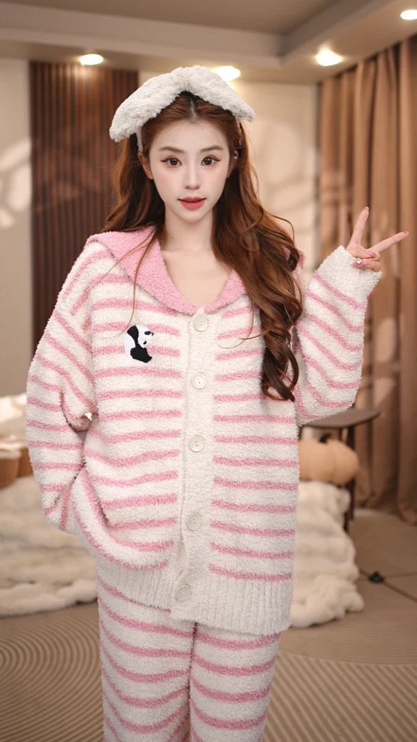 【半甜】冬季新款软绵绵半边绒甜美高级感开衫款可外出穿家居服睡衣