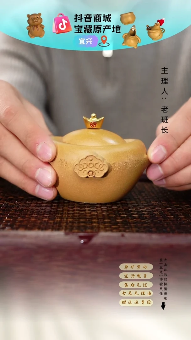 茶壶紫砂元宝手抓