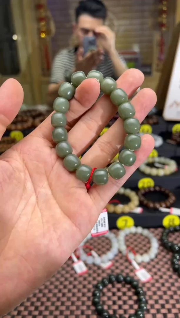 手串未镶嵌和田玉塔县皮勒青老型珠手串卡11*12