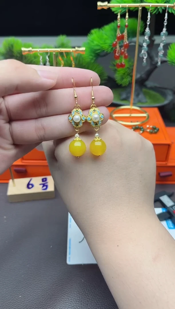 玛瑙/玉髓耳饰银S925镶嵌330