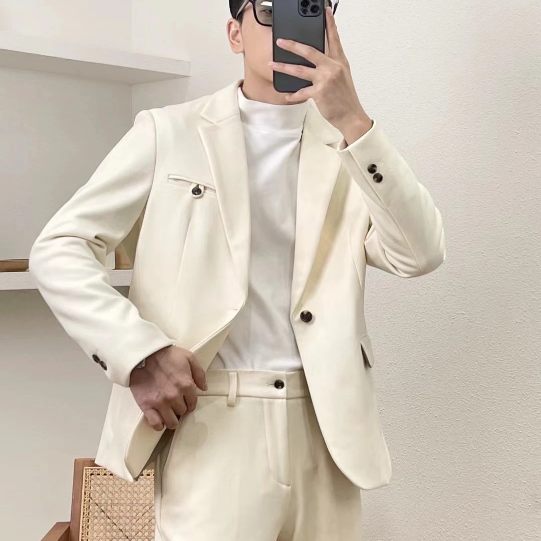 【休闲系列&孤品断码清仓】宽松简约西服男款男士平驳蓝色西装