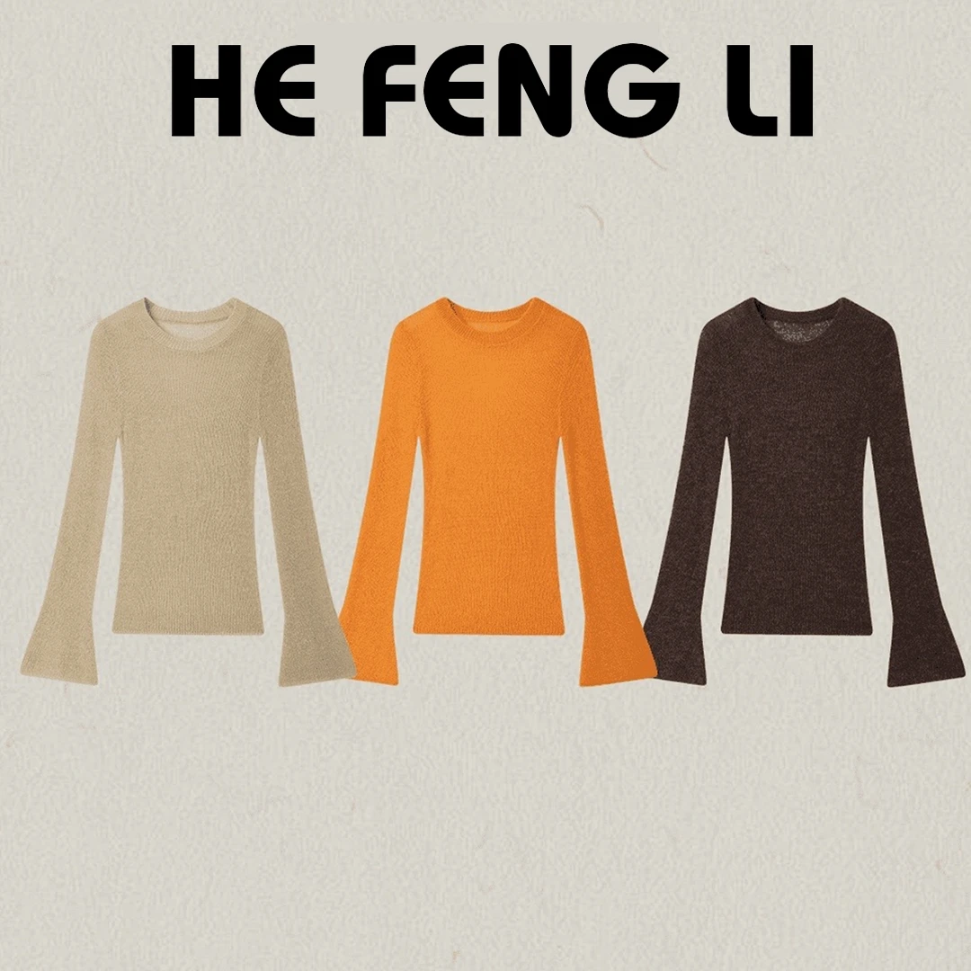 【栗棕织纹】秋冬爆款时尚百搭针织衫女纯色套头圆领简约风韩系毛衣