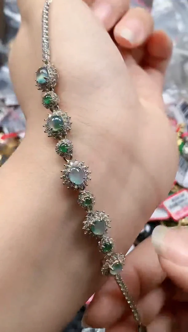 银S925镶嵌戒指翡翠天然A货缅甸翡翠