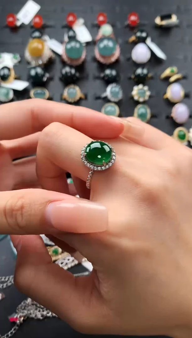 【闪购商品】翡翠戒指银S925镶嵌894063990-5384