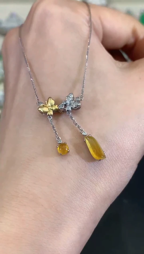 吊坠(不含链)18K金镶嵌翡翠B45