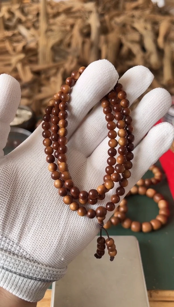 檀香木手串正区老山檀 宾利0.6*108颗 横纹黑肉沉水 奶凉甜寺庙韵