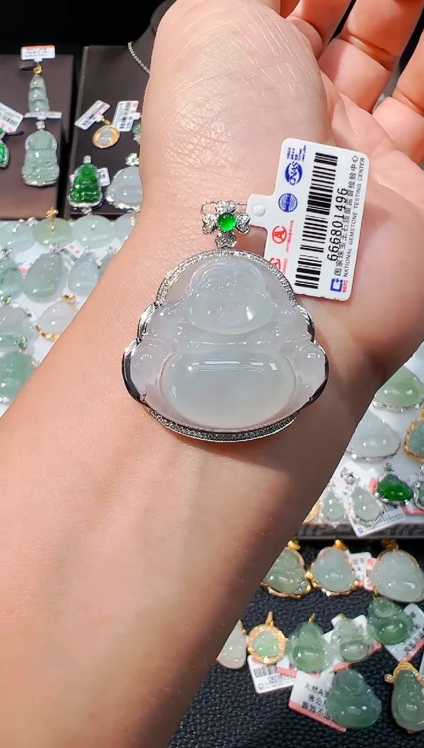吊坠(不含链)18K金镶嵌翡翠佛公1496