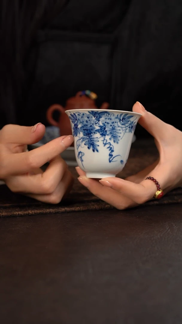 【闪购商品】杯微瑕HLX陶瓷紫藤花大金钟杯