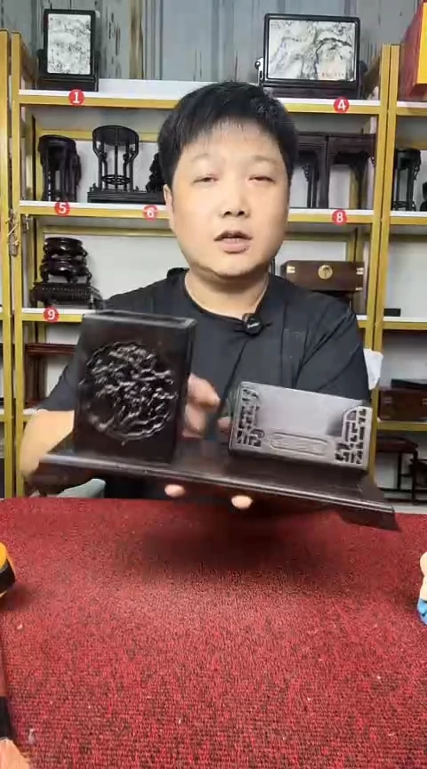 木大红酸枝笔筒手机支架