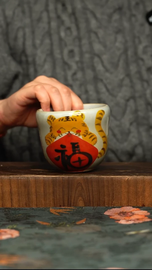 杯釉下彩手工手绘同款陶器