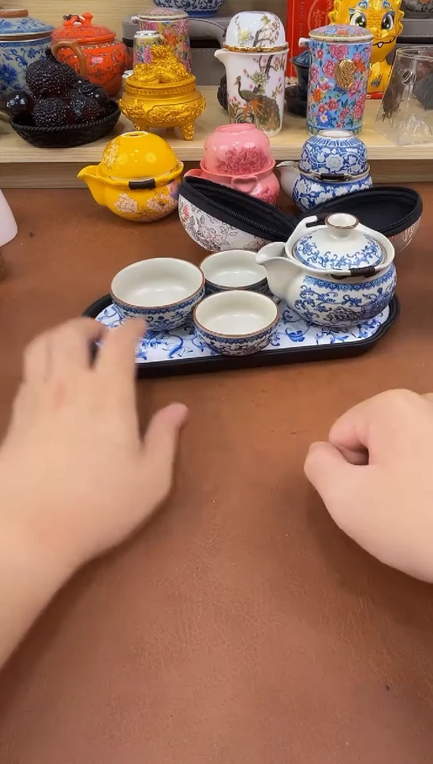 陶瓷茶具摆件旅行套组