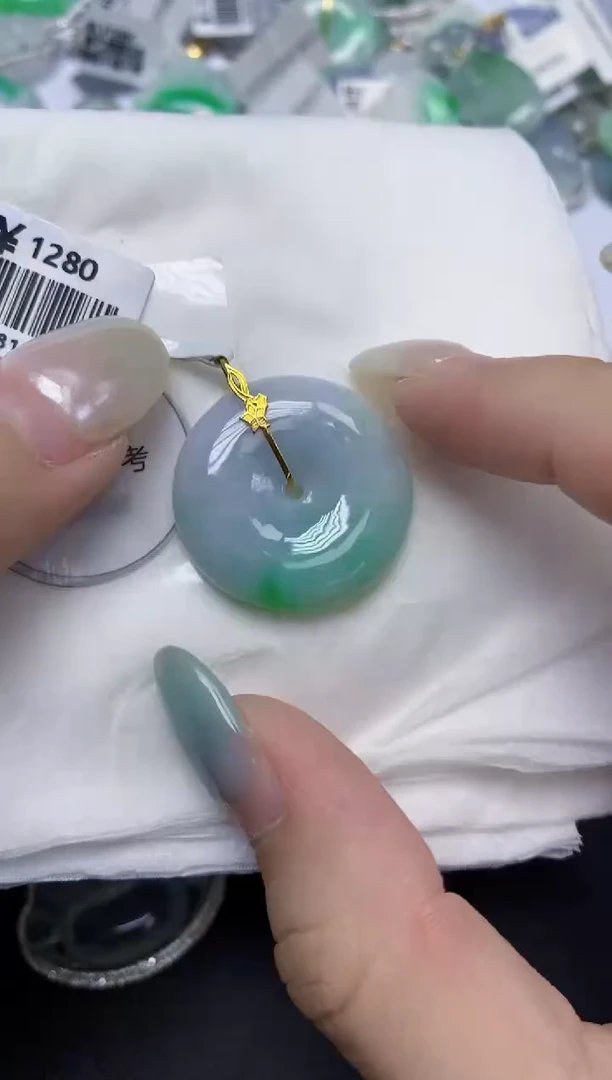 翡翠18K金镶嵌颈饰天然缅甸翡翠A货百元以上9元证书费自理