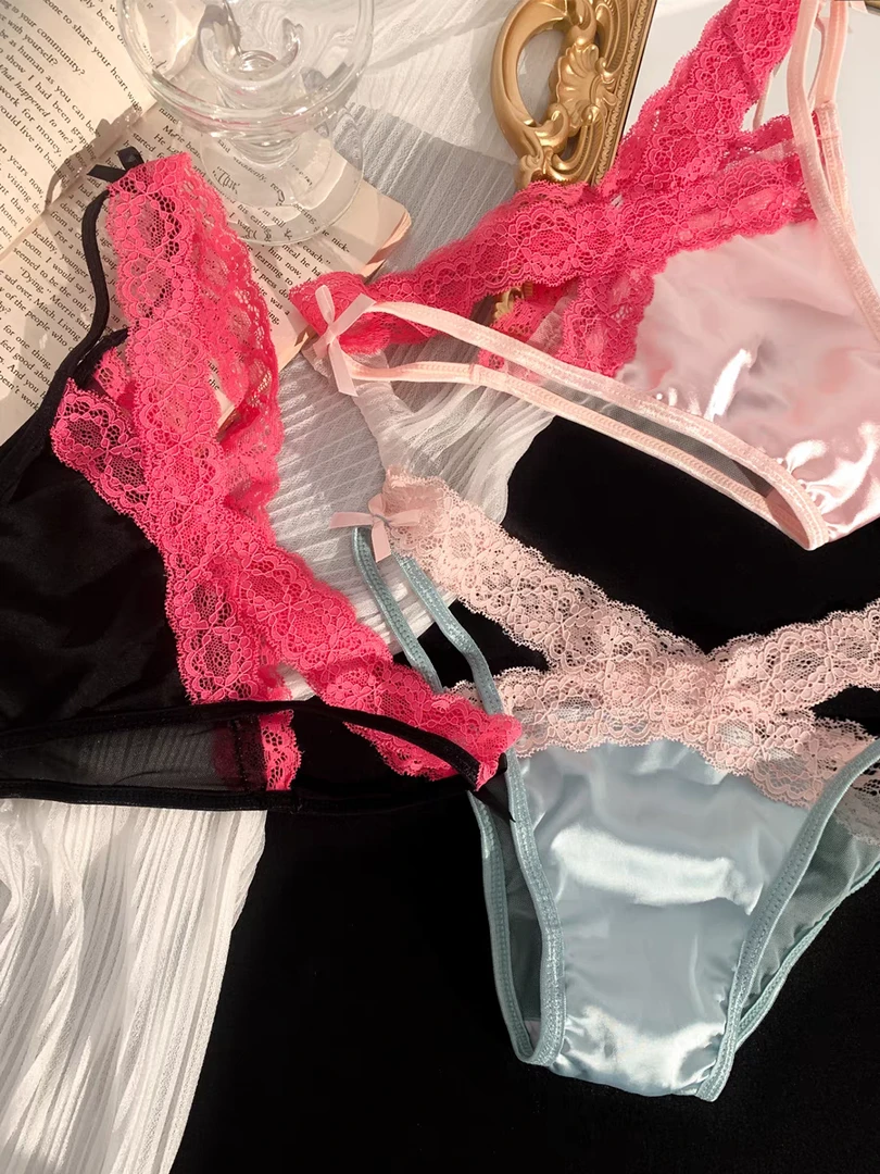 女三角内裤性感条纹镂空黑色低腰法式火辣女士平角裤蕾丝内衣