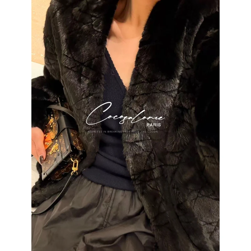 韩彬彬"丹麦黑貂"轻奢臻藏级丹麦进口水貂绒皮毛一体短外套3180-9