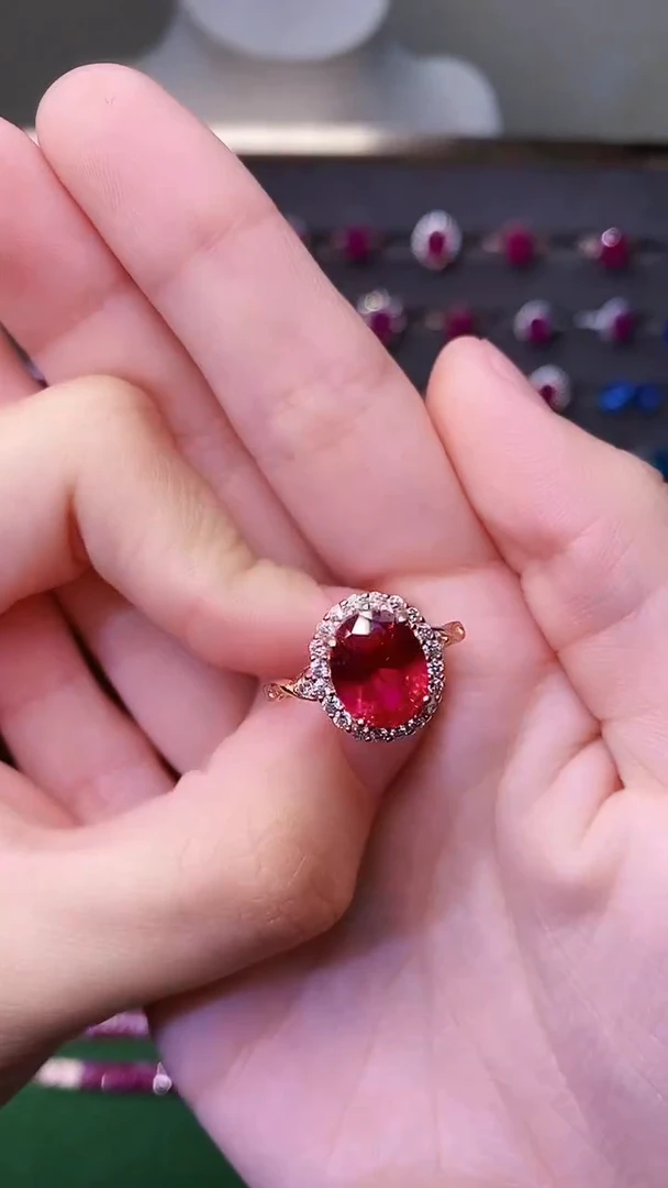 银S925镶嵌戒指红宝石152