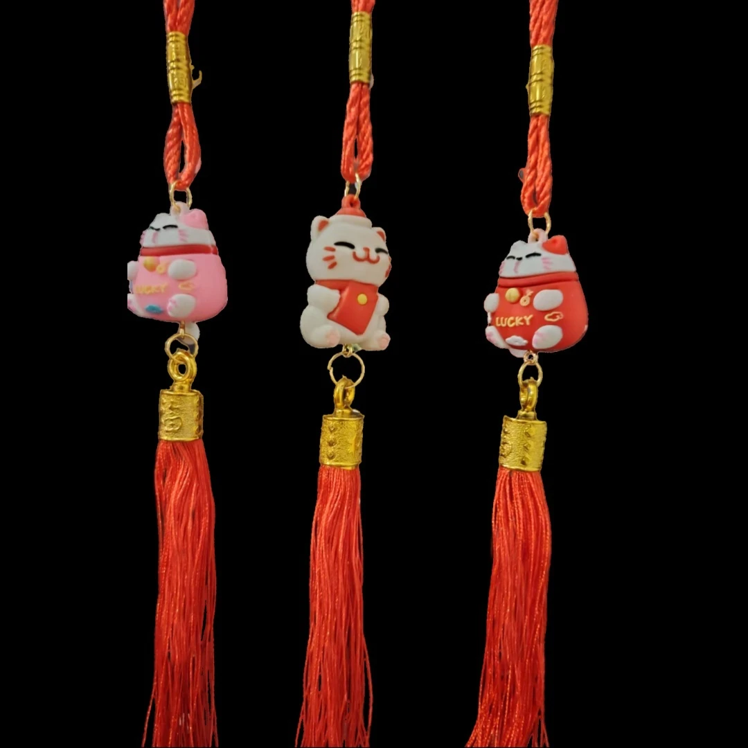 财神挂件招财猫玩偶挂件硅胶公仔挂饰绿植装饰室内装饰喜庆小挂件