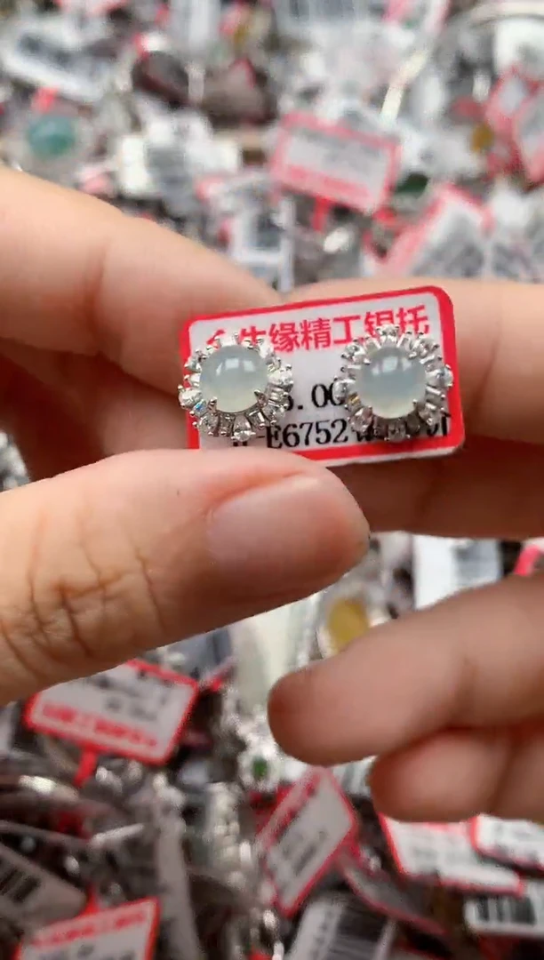 银S925镶嵌戒指翡翠天然A货缅甸翡翠