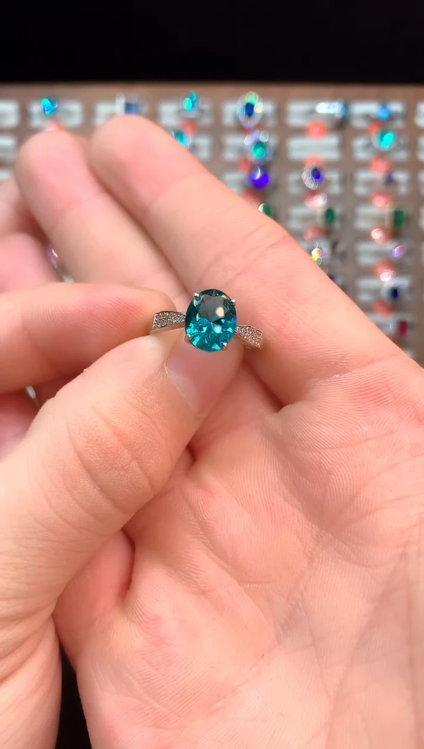 银S925镶嵌戒指帕拉依巴碧玺......